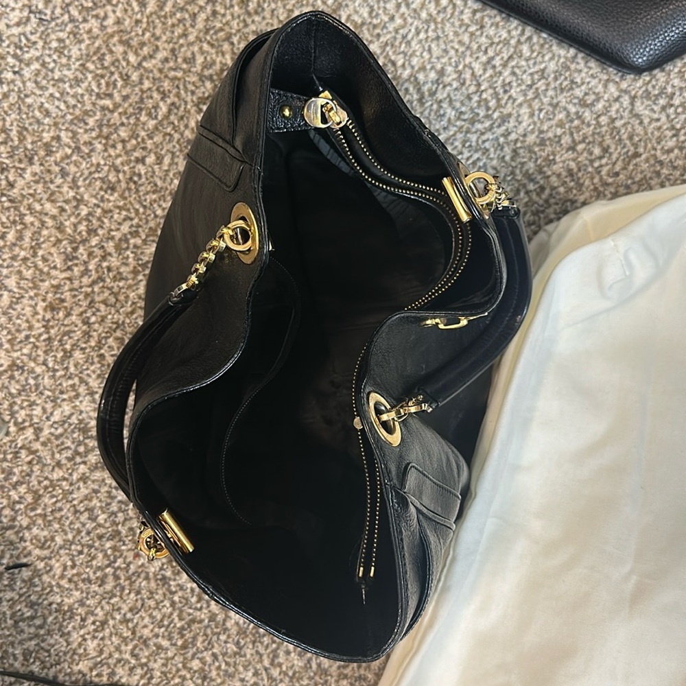 Salvatore Ferragamo Black Satchel with Gold Accents - Picture 9 of 13